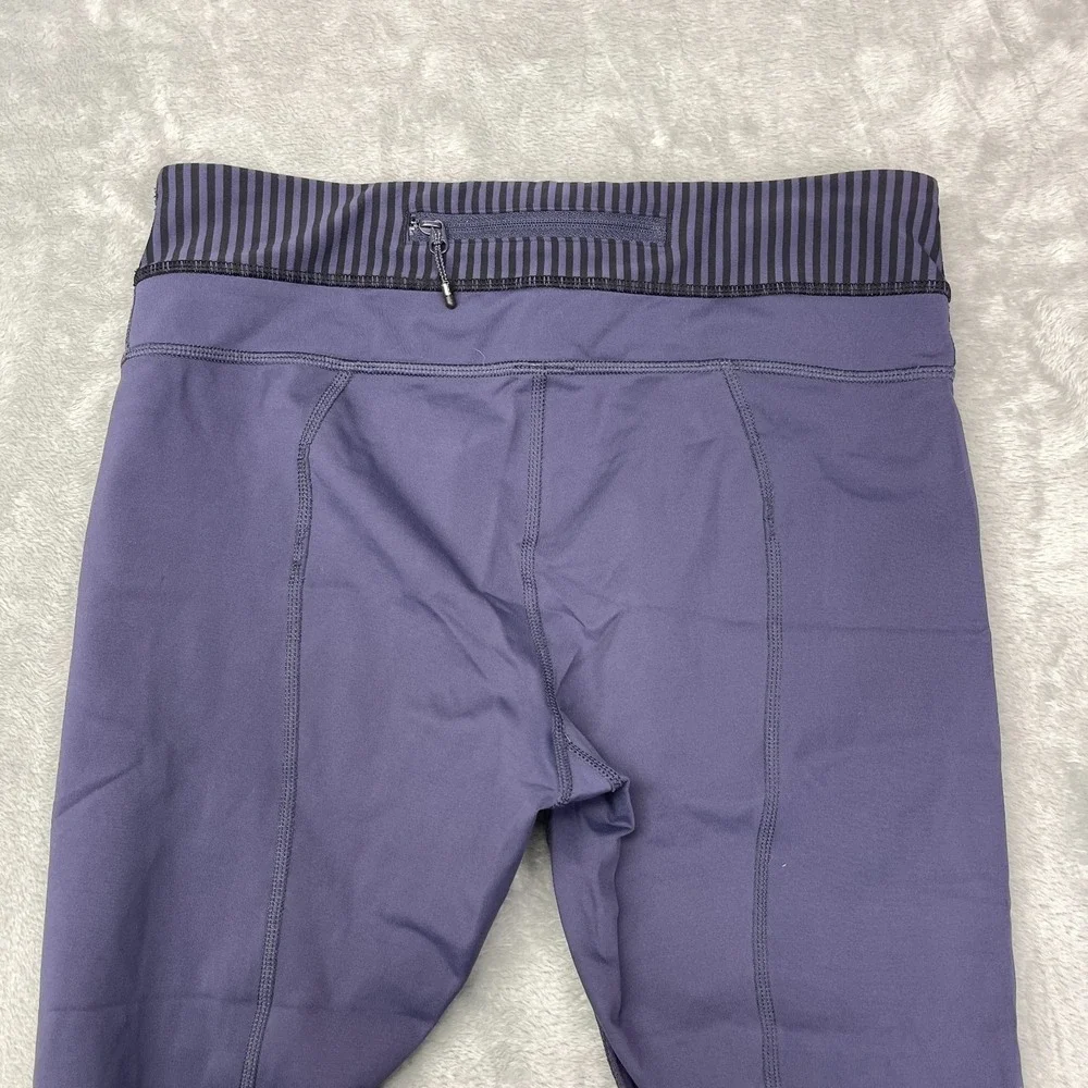 Lululemon Leggings Womens 6 (26/22) Purple Stripe‎ Waistband Run Inspire Crop II